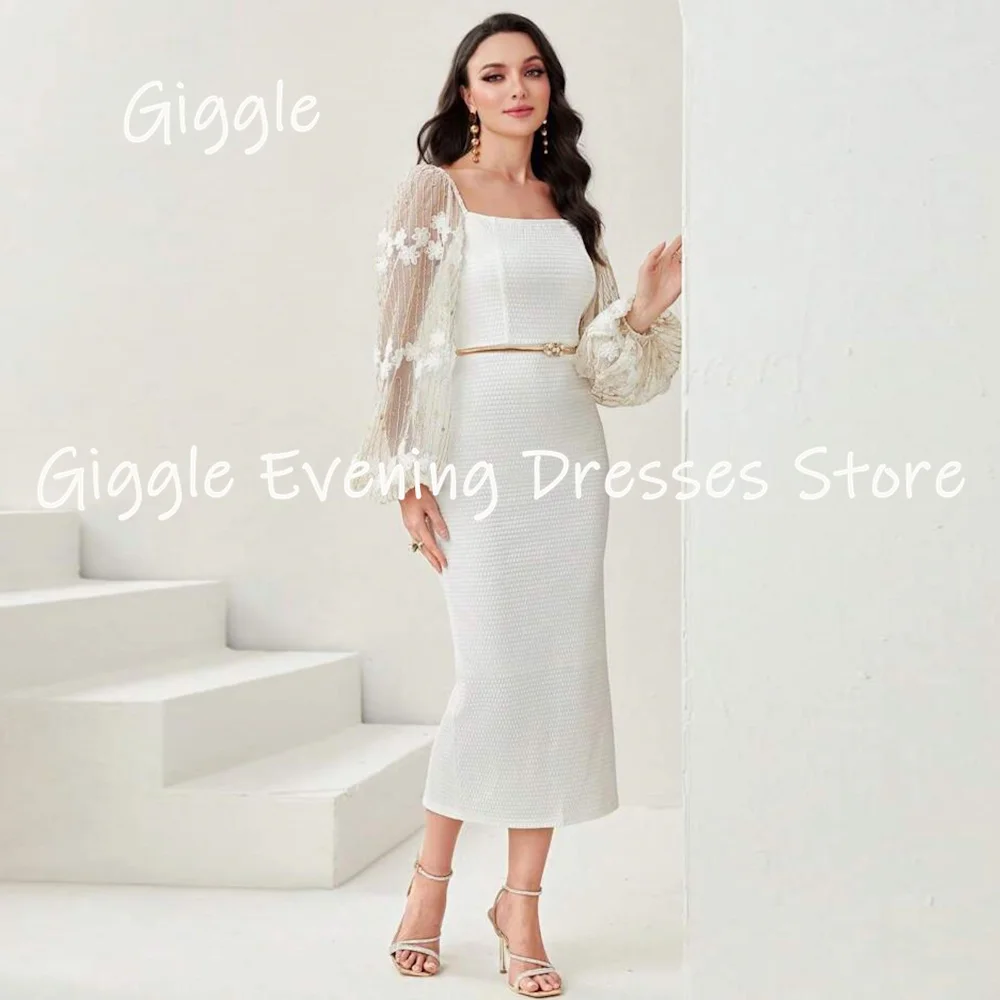 

Giggle Satin Mermaid Boat Neck Lace Populer Applique Formal Prom Gown Ankle-length Evening Elegant Party Dresses for Women 2023