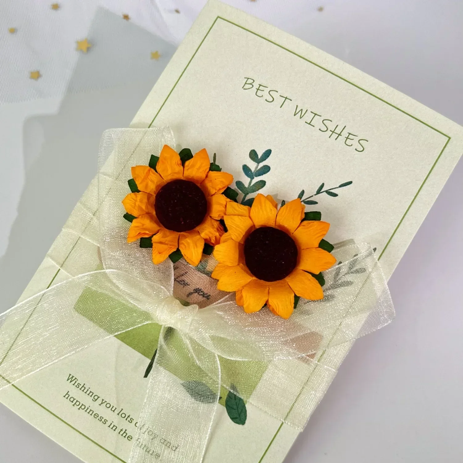 Sunflower Dried Flowers Greeting Card Handmade Blank Note Card Thank You Cards Birthday Wedding Party Invitation Card
