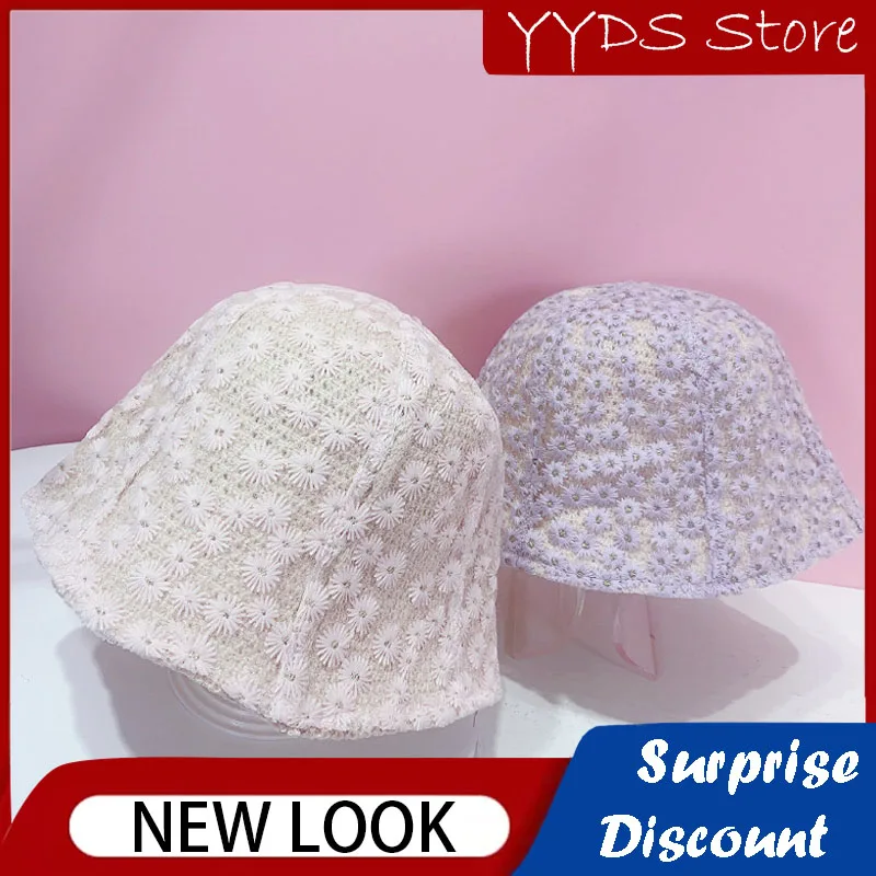 

Summer Baby Fisherman Hat Embroidery Small Flower Lace Girl Bucket Hat Outdoor Sun Protection Hat Toddler Girl Fisherman Sun Hat