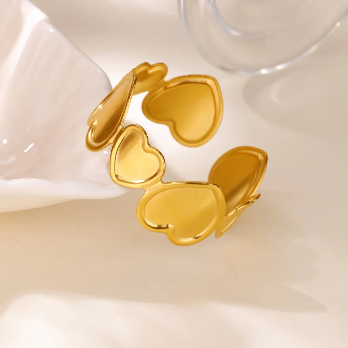 Stainless Steel Heart Bangle For Women