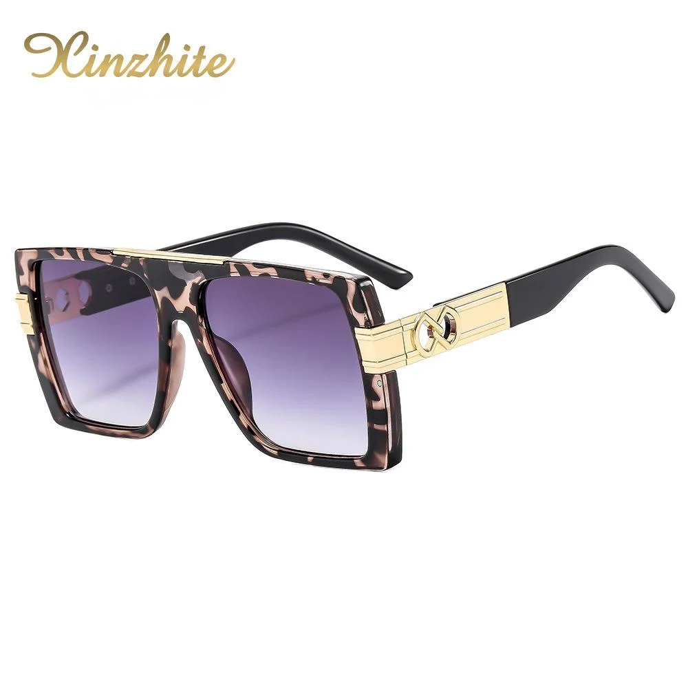 2023 New Hot Selling Personalized Box Flat Top Large Frame Sunglasses Personalized Women's Metal Fashion Sunglasses Trendy Glasses_voghion.com