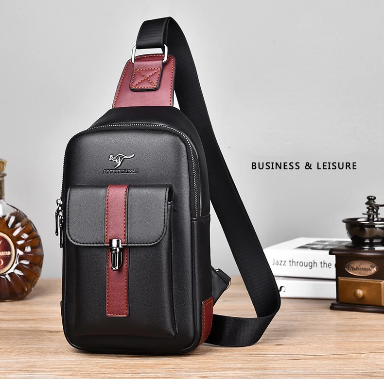 Running Waterproof Training Travel Messenger Pack Chest Bag Men's Leather Shoulder Bag Sports Multi-function Cross Body Handbag