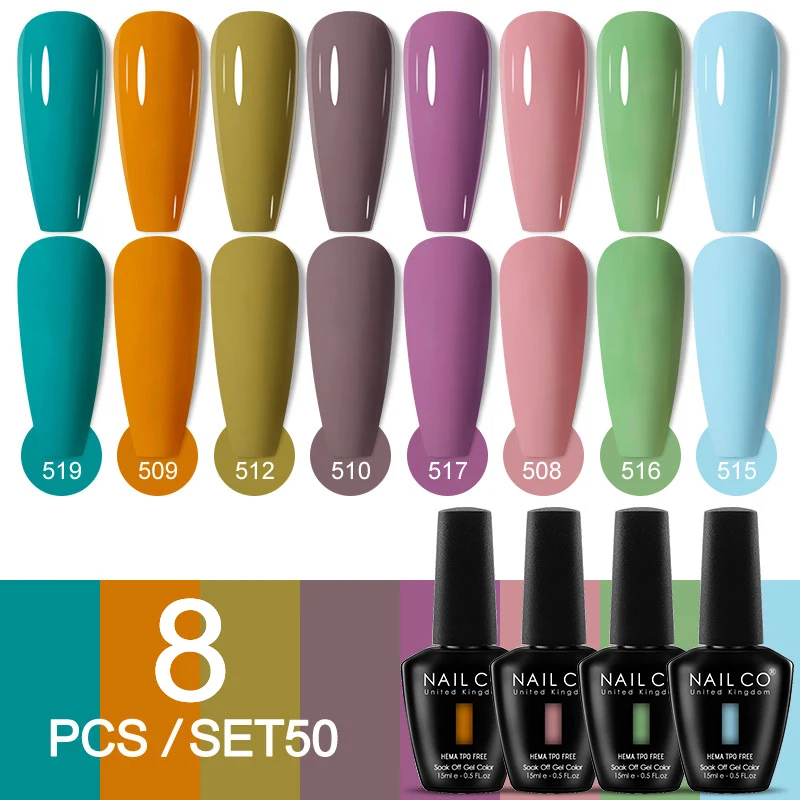 Deluxe 8-Piece Gel Nail Polish Set for Professional DIY Manicures
