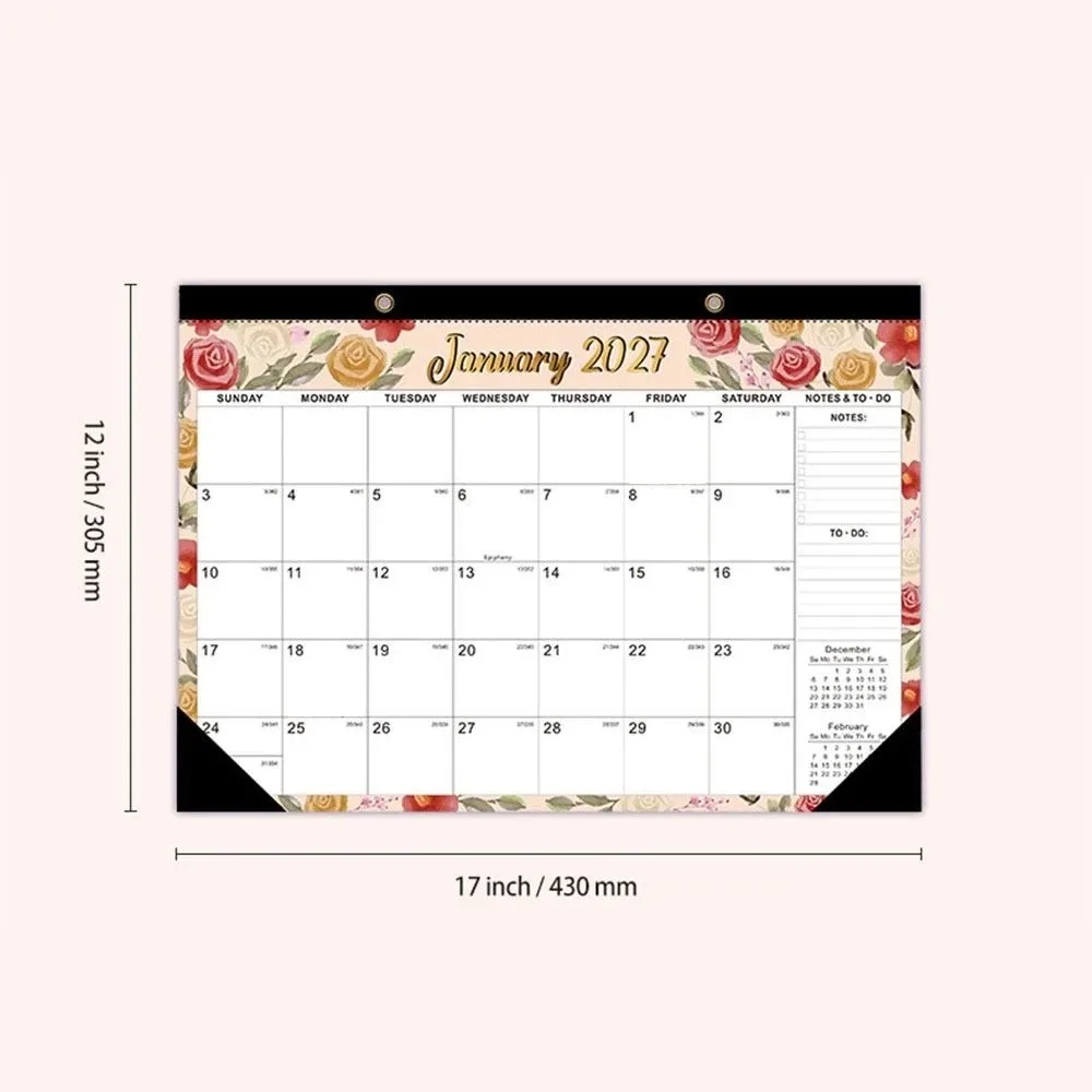 Pratico calendario da parete 2027 con foro per appendere, calendario da parete floreale creativo, elenco delle cose da fare, agenda per 18 mesi, decorazione per la casa - immagine 6