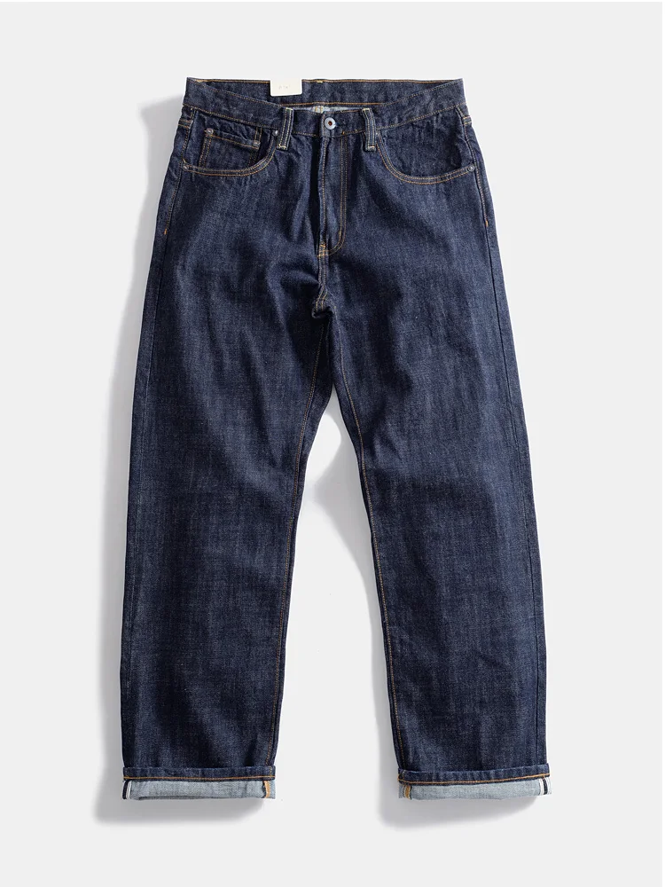 16oz Heavyweight Red Selvedge Denim Jeans for Men High Quality Loose Straight Pants One Wash Autumn Casual 100% Cotton Y2K 2