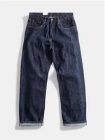 16oz Heavyweight Red Selvedge Denim Jeans for Men High Quality Loose Straight Pants One Wash Autumn Casual 100% Cotton Y2K 502 2