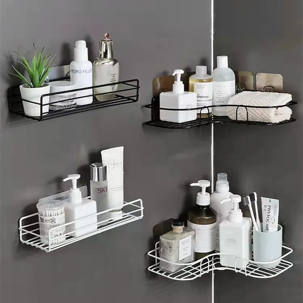 Stainless Steel Bathroom Shelves Wall Mount Iron Shampoo Storage Holder