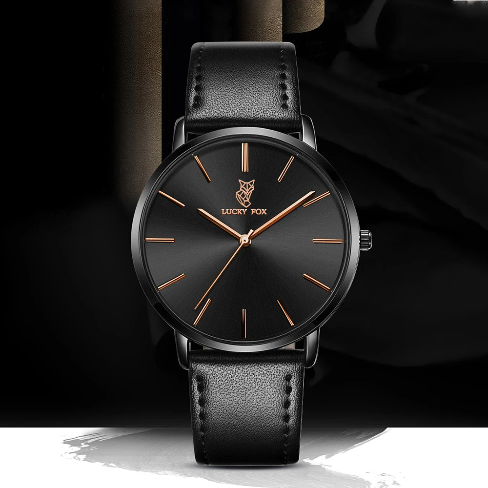 LUCKY FOX Classic Luxury Men Watch Simple Casual Men and Women Round Large Dial Quartz Watch Clock Gifts Men Reloj 5