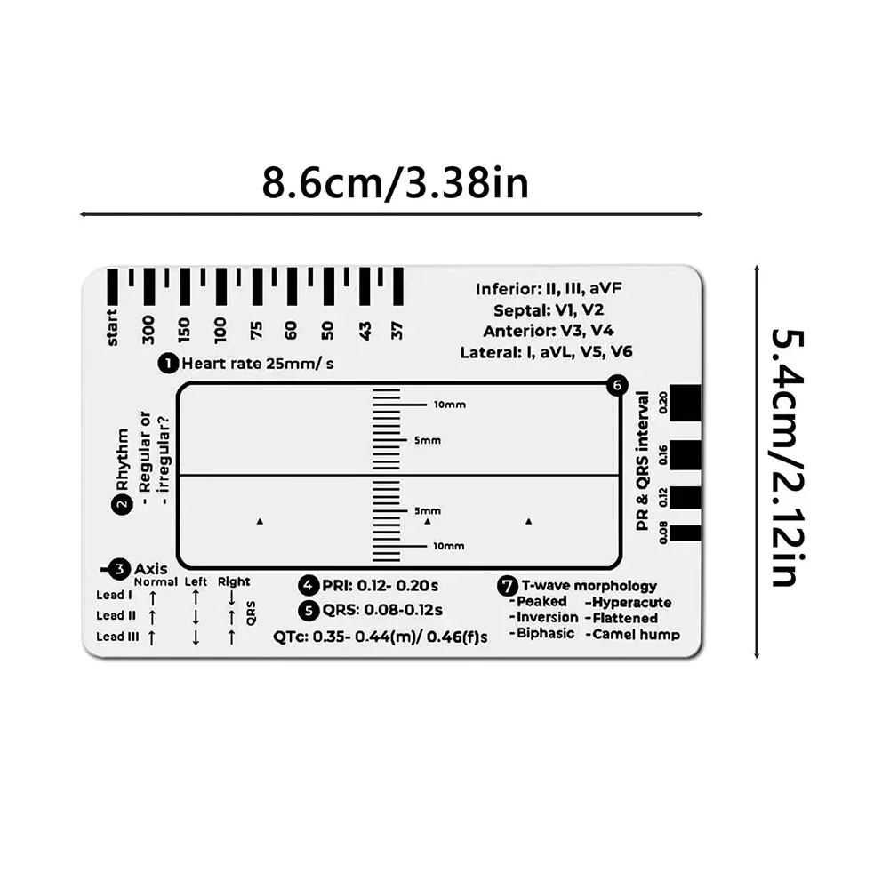 1-3Pcs ECG 7 Step Ruler ECG Guide Measurement Tool for ECG/EKG Interpretation Portable Pocket-Sized EKG Measuring Cards