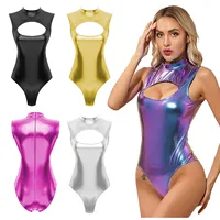 Women Sexy One Piece Swimsuit Fashion Metallic Cutout Bodysuit Sleeveless Leotard Female Pool Party Beachwear Night Clubwear - Image 5
