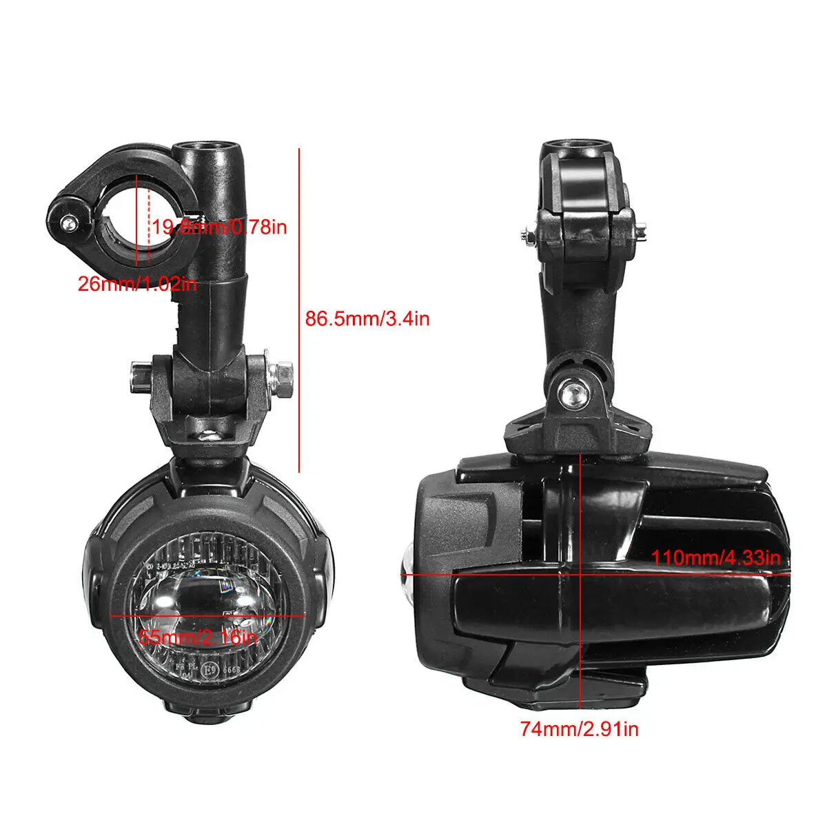 Motorcycle LED Lights LED auxiliary headlight mounting kit for BMW headlights GS 1200 1250 F800GS R1100GS F700GS black With Relay Wiring Harness