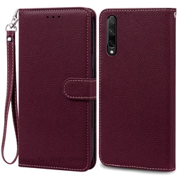 Elegant Leather Flip Wallet Case - Premium Protective Cover with Card Slots and Stand Feature for Honor 30i (Wine Red-Strap)