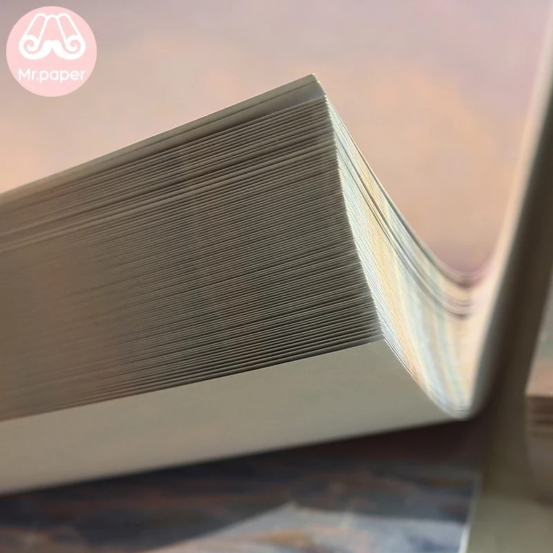 Mr Paper 100pcs/lot Ins Style Rainbow Star Sunset Waves Loose Leaf Memo Pads Minimalist Write Down Points Artsy Style Memo Pads 6