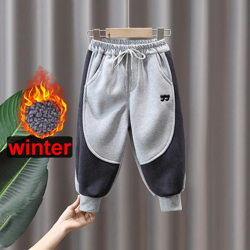 

Autumn Winter Kids Teenage Boys Casual School Sport Pants Fleece Trousers Jogger Pant For Children Loose Sweatpant 2-10Years