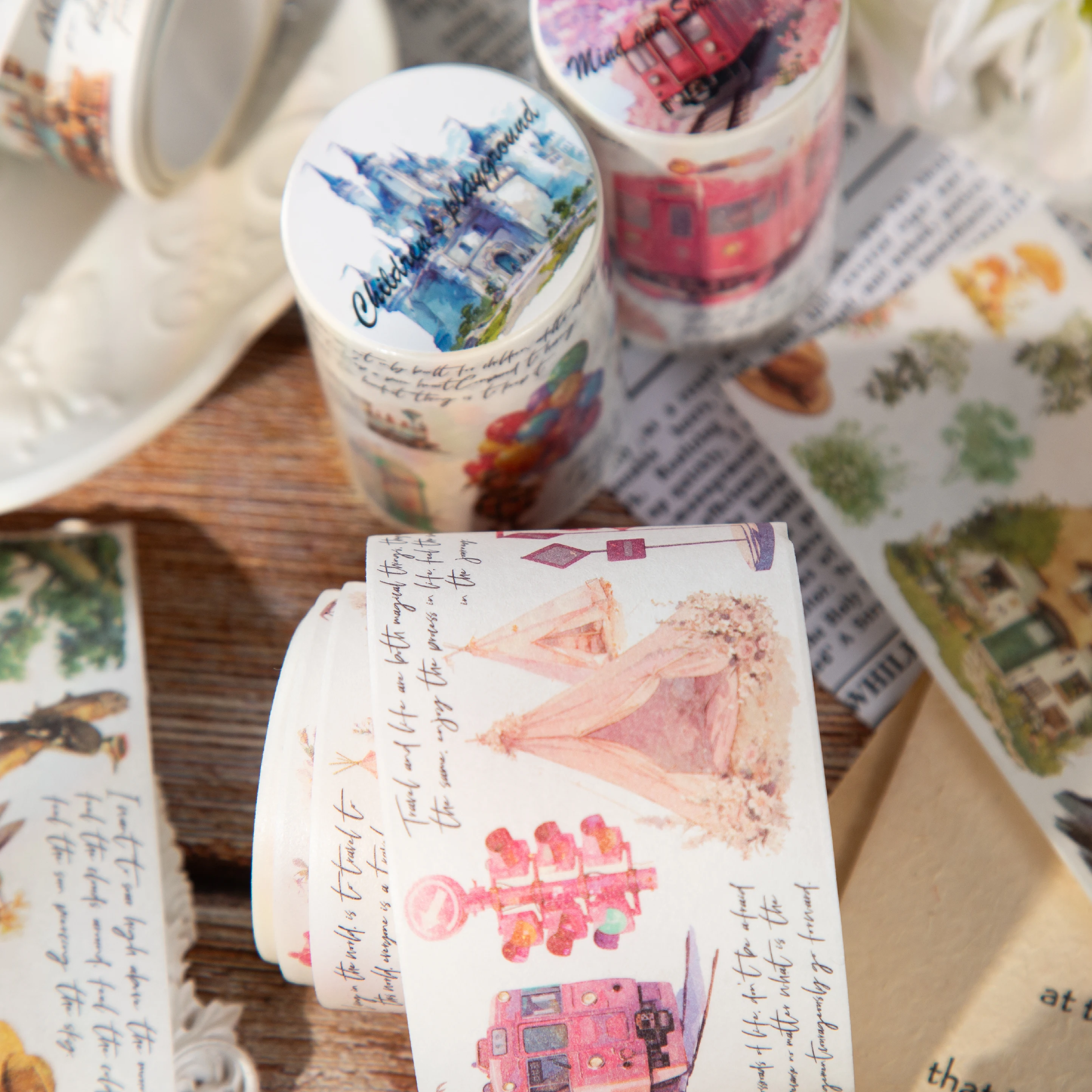 50mm * 2m vintage landscape Washi tape DIY decorative stickers note scrapbook Diary Album Junk Journal supplies 2