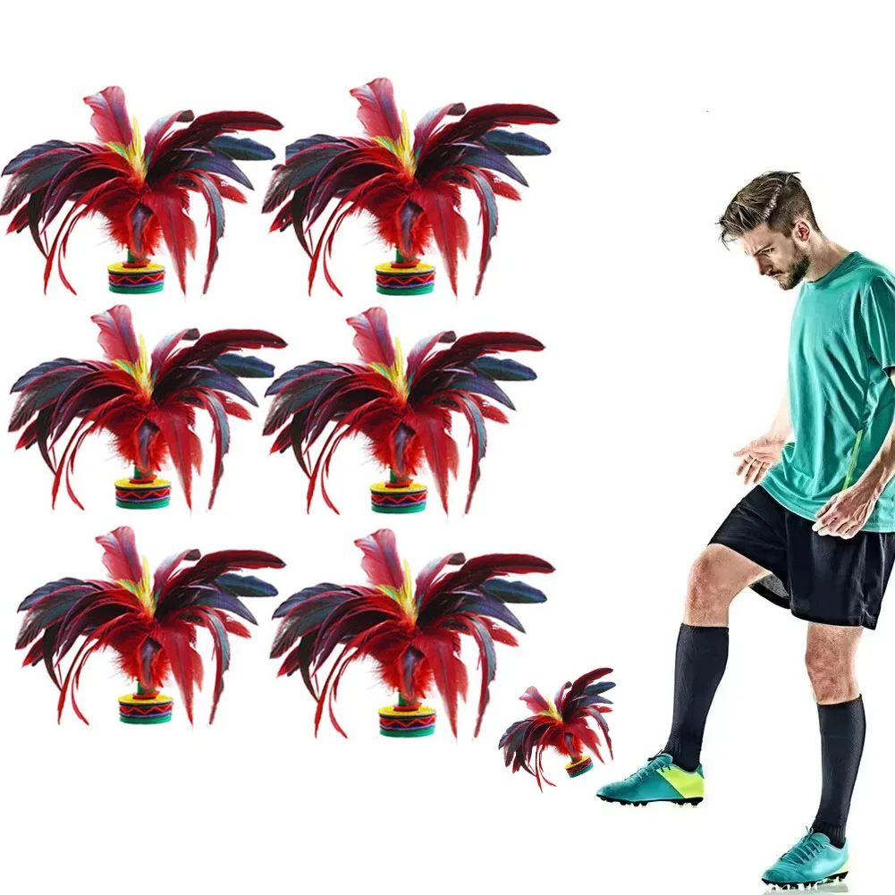 Feather Jianzi Colorful Feathers Shuttlecock Portable Foot Kick Handwheel Feather Shuttlecock Sports Fitness Entertainment 6Pcs
