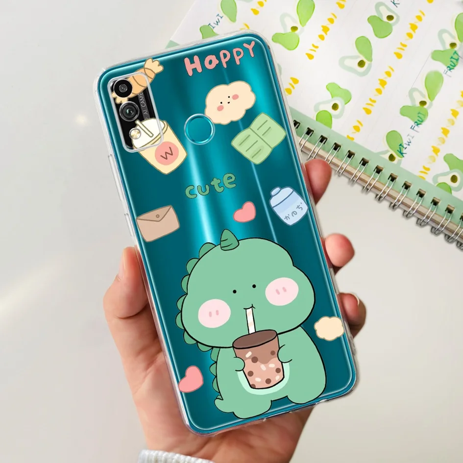 Floral Marble Transparent Silicone Soft Back Cover for Phone - Honor 9X Lite