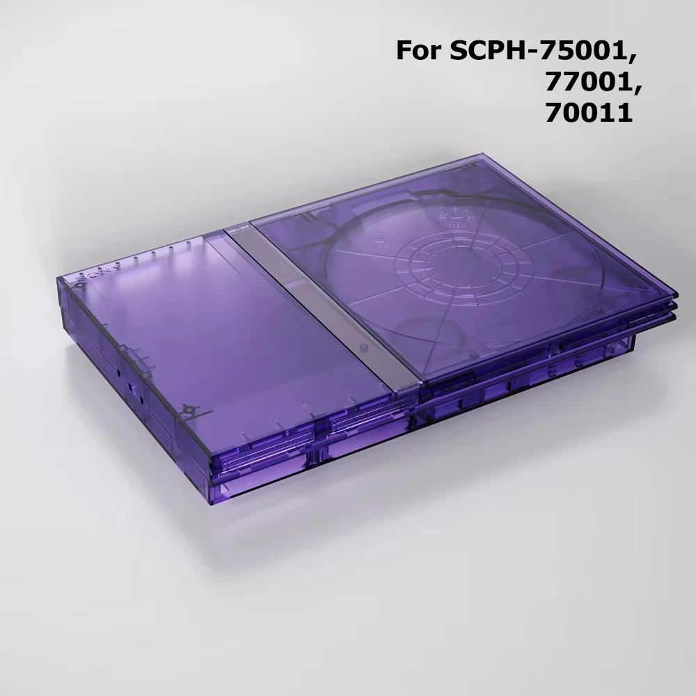 Bitfunx Translucent Black Purple Replacement Case for PS2 Slim Game Console 3
