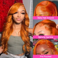 Perruques de cheveux humains ondulés Orange Ginger 13x4 Lace Front, Perruque frontale en dentelle colorée HD 13x6 sans colle pré-épilée pour femmes 4x4 5x5 2