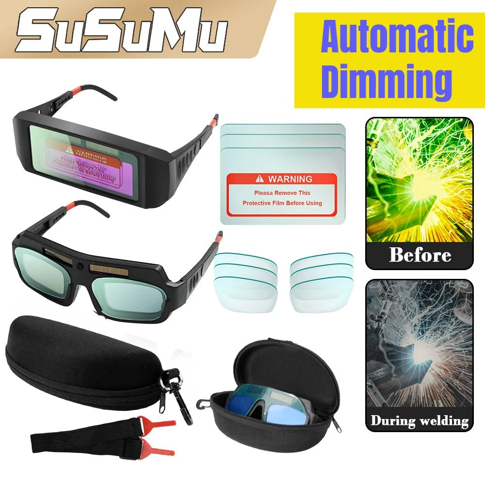 Auto Dark Welding Glasses With 3pcs Welder Eye Protection Lens
