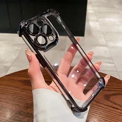 Luxury Electroplate Shockproof Transparent Phone Case with Lens Protection and Bumper Design - 13 Pro Max (Black)