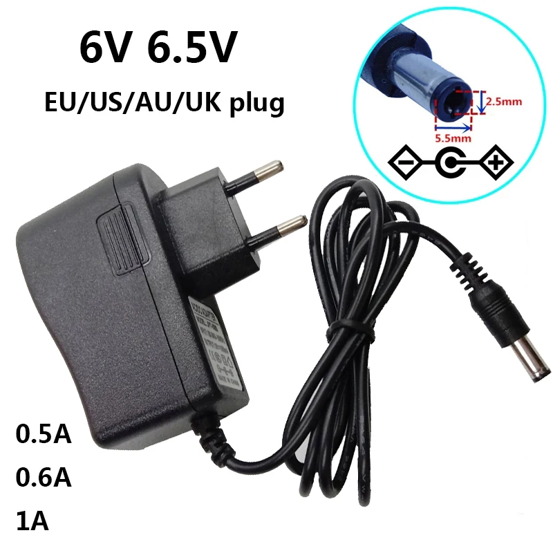 6V 6.5V AC DC Power Supply Adapter 6 6.5 Volt Wall Conveter Adaptor Adaptador Transformer 0.5A 500MA 0.6A 600mA 5.5*2.5mm