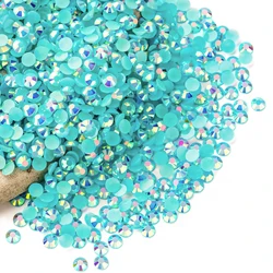 Lake Blue Flatback Resin Rhinestones - Assorted Sizes for Crafting and DIY Nail Art Supplies (Lake Blue AB)