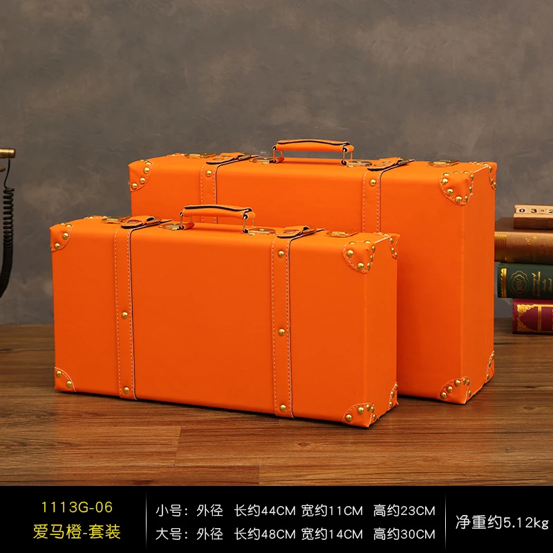 New Luxury Vintage Trunk Travel Hand Big Suitcases Leather Luggage