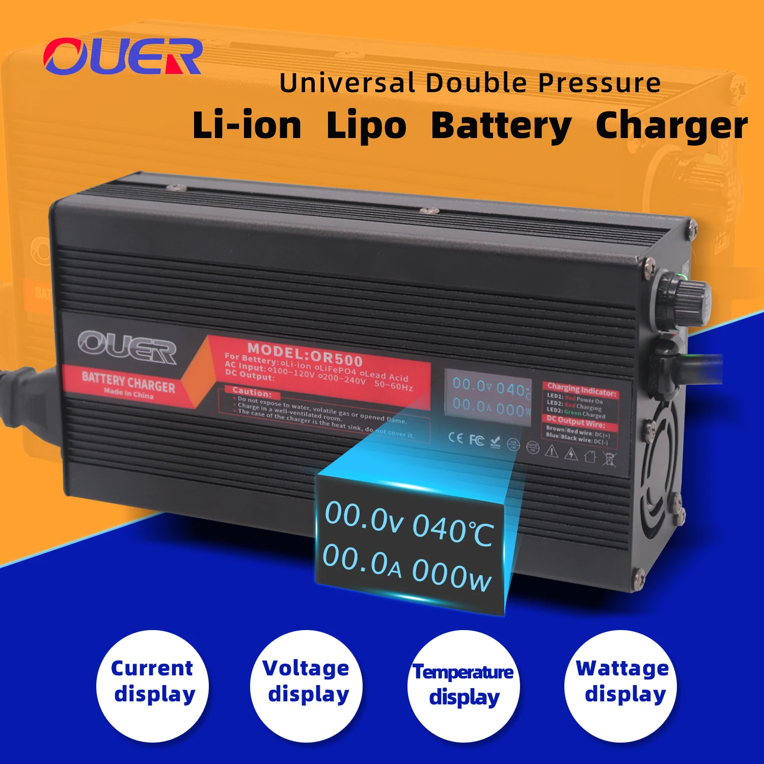 

42V 8A Lipo/LiMn2O4/LiCoO2 Battery Smart Charger Usd For 10S 36V 37V Electric Bicycle Charging Device With OLED Display