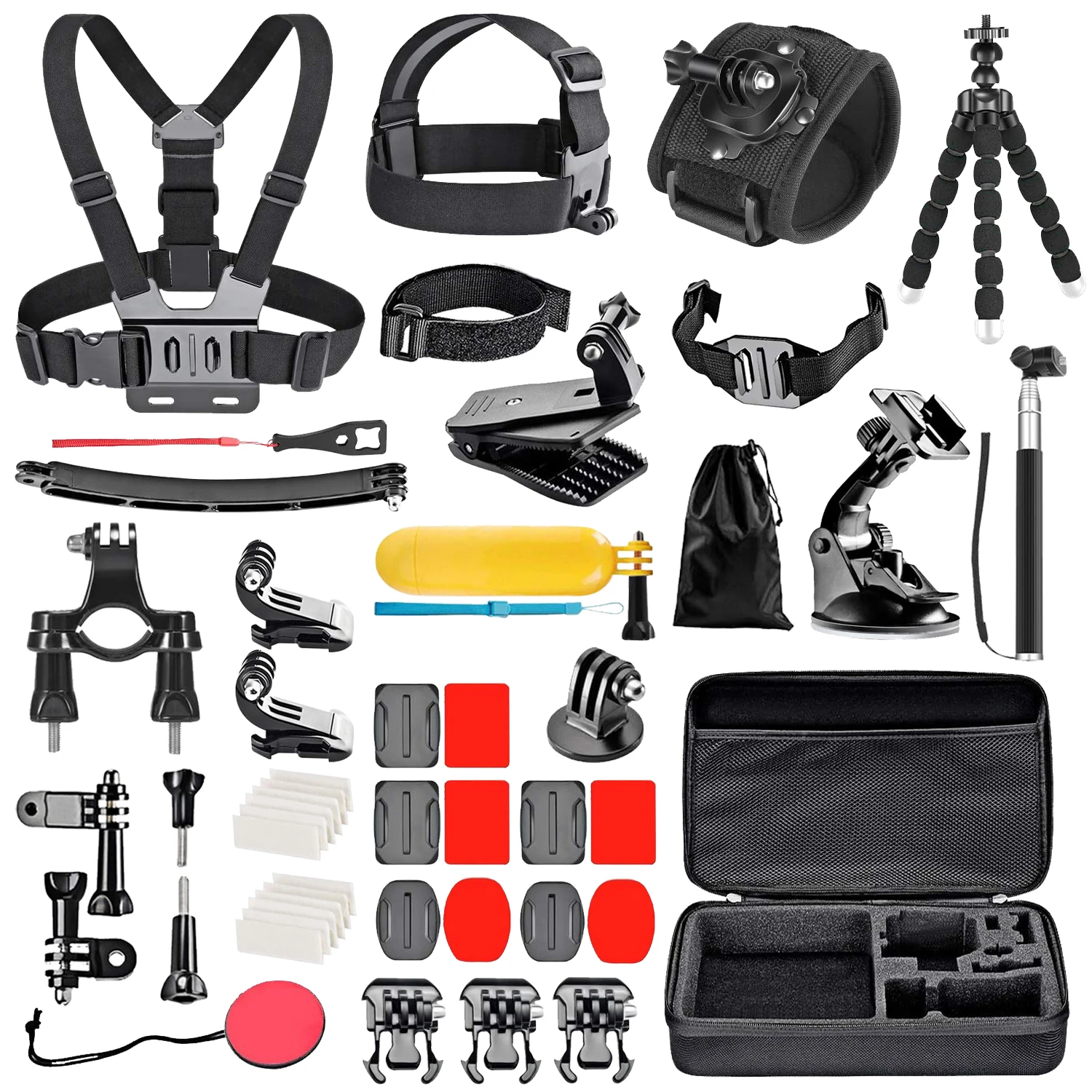 50-in-1 Adventure Kit for GoPro 13/12/11 DJI Action 5/4 Insta360 Ace 360&deg; Bike/Helmet/Chest Mounts Waterproof Case