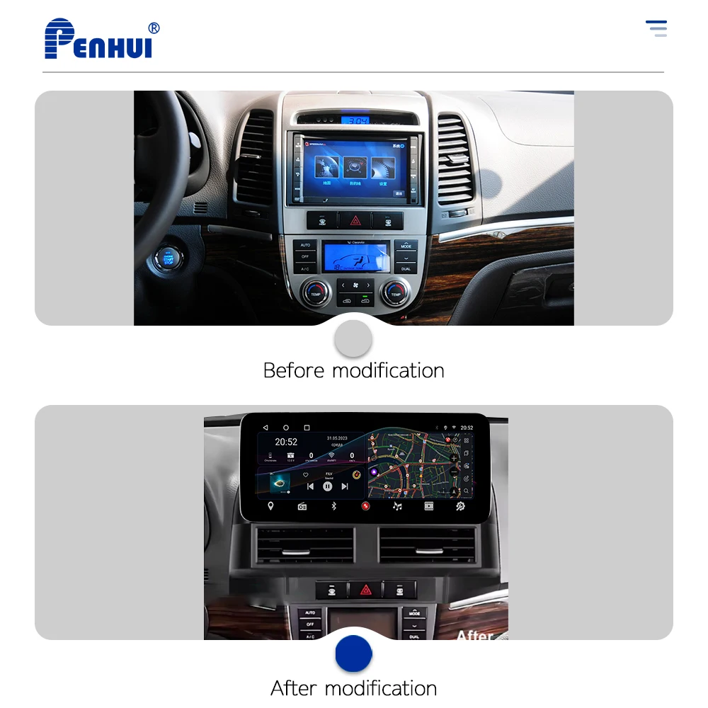 Фото 12.3 дюймовый автомобильный радиоприемник redpower для Hyundai Santa fe 2006-2012 автомобильное DSP Android 10,0 CarPlay audio №2