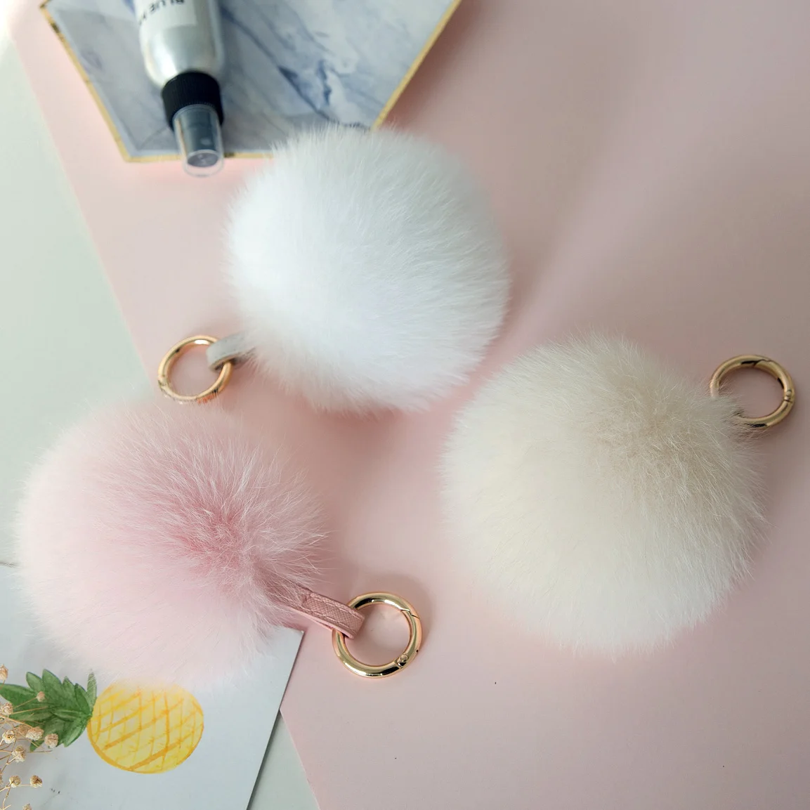 럭셔리 푹신한 진짜 여우 모피 공 폼폼 키체인, 천연 여우 모피 가방, 매력 모피 키체인, 도매, 30 색, 12cm