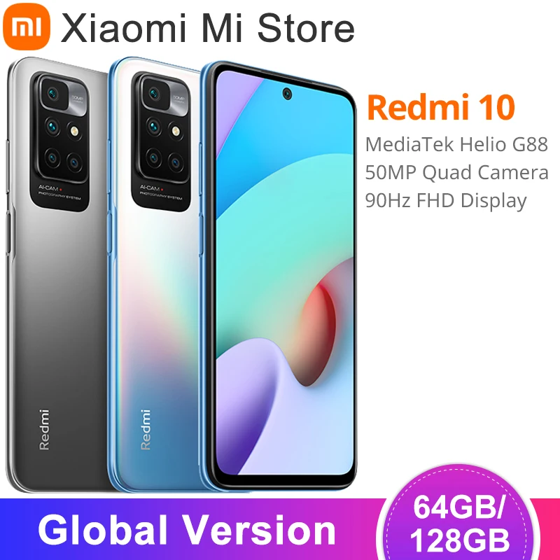 Global Version Xiaomi Redmi 10 Cellphone 64GB/128GB MediaTek Helio G88 Octa Core 50MP Camera 90Hz FHD Display 5000mAh Battery|Cellphones| - AliExpress
