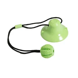 Ultimate Dog Chew Ball: Interactive Puzzle & Teeth-Cleaning Tug Toy with Food Dispenser and Suction Cup - L Ball Dia. 7cm (Green)