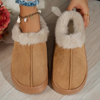 Outdoor Casual Fashion Simple Winter Home Women's Slipper Boots Fuzzy Soft Warm Indoor Anti-slip Comfy Bedroom Couples Shoes 1