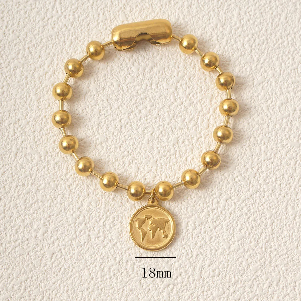Elegant 8mm Stainless Steel Ball Bead Bracelet in Gold/Silver