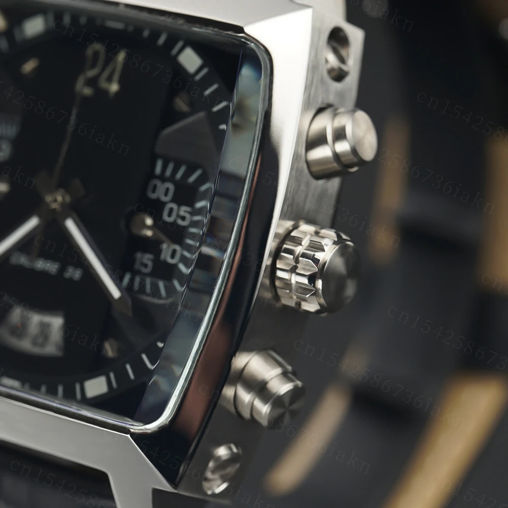 2022Fashion New Men's Color Bar Square Dial Sapphire Mirror Stainless Steel Leather Strap Sports Leisure Waterproof Quartz Watch