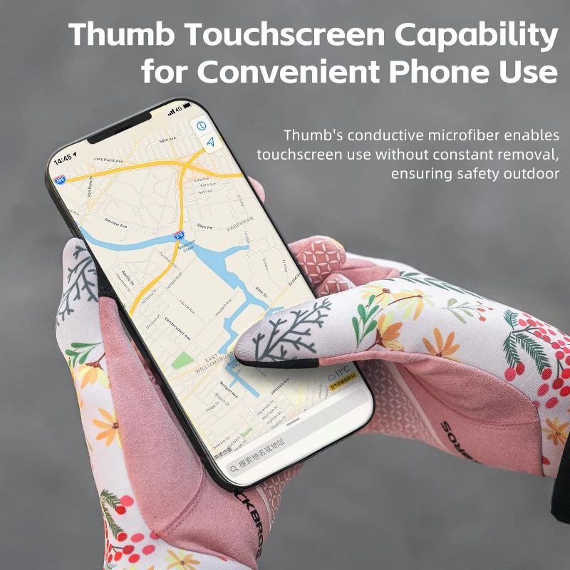 ROCKBROS Cycling Gloves Long Finger Touch Screen Mountain Bike Road Bike Full Finger Female Spring Autumn Pink Cycling Equipment 5