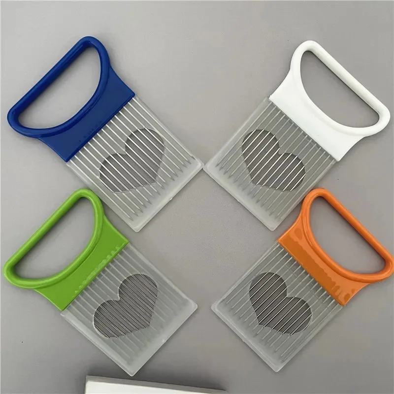 1pc Onion Slicer Kitchen stainless steel potato chip onion holder for chopping Vegetable Slicer