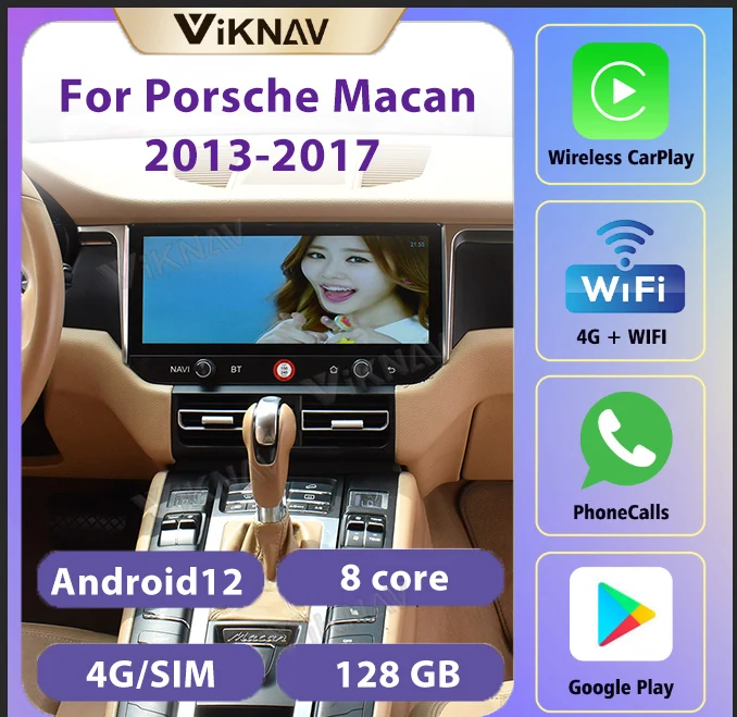 

8 Core 8+128G Car Radio Stereo Multimedia Video Player GPS Navigation For Porsche Macan 2013-2017 Double Din Carplay Android 12