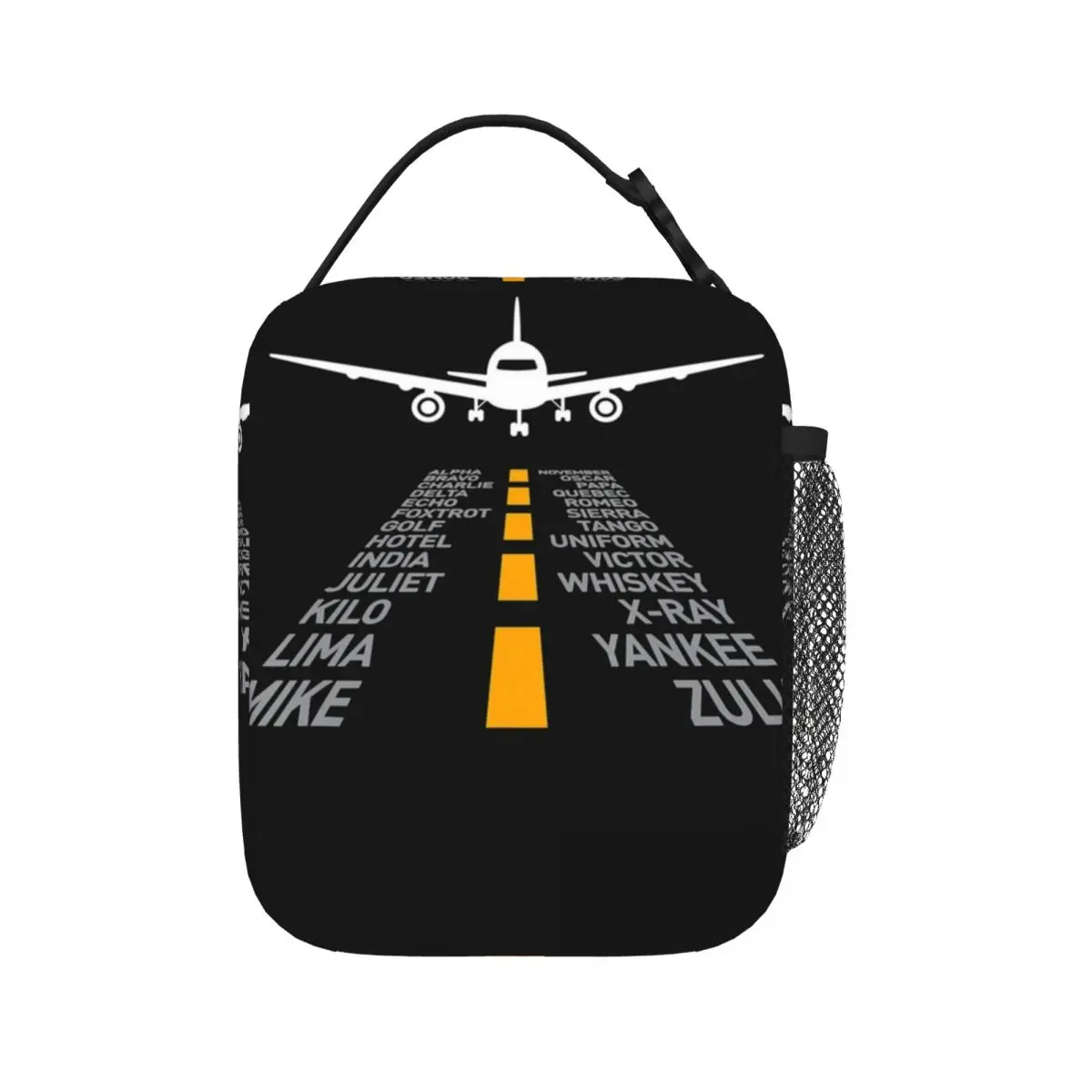 

Airplane Pilot Gifts Airport Runway Phonetic Alphabet Plane Insulated Lunch Bag Picnic Bag Lunch Tote for Woman Work Kids School