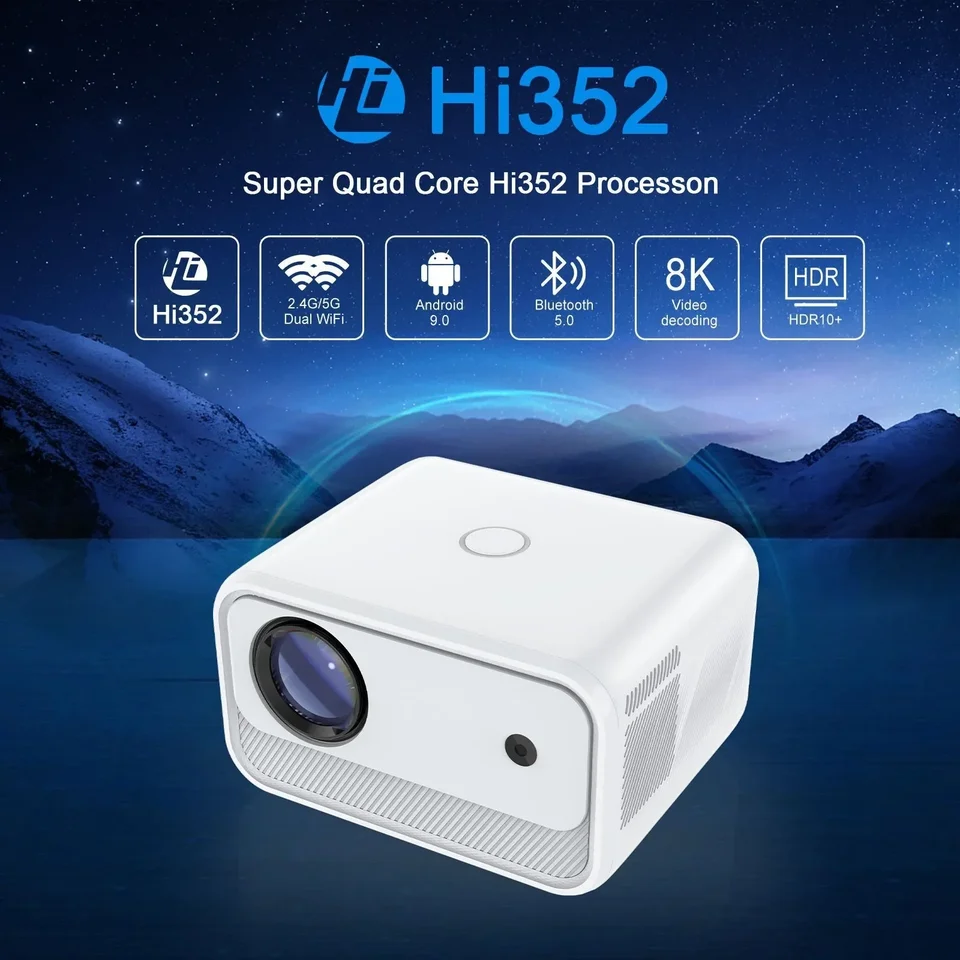 Android tv projector with 2.4/5G wifi Hi352 chip home theater