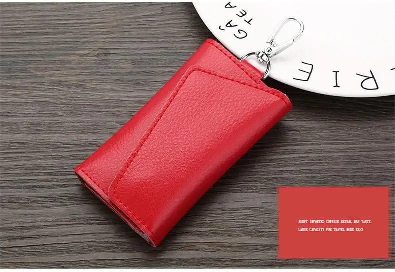 Genuine Leather Keychain Men Women Key Holder Organizer Pouch Cow Split Car Key Wallet Housekeeper Key Case Mini Card Bag A-001