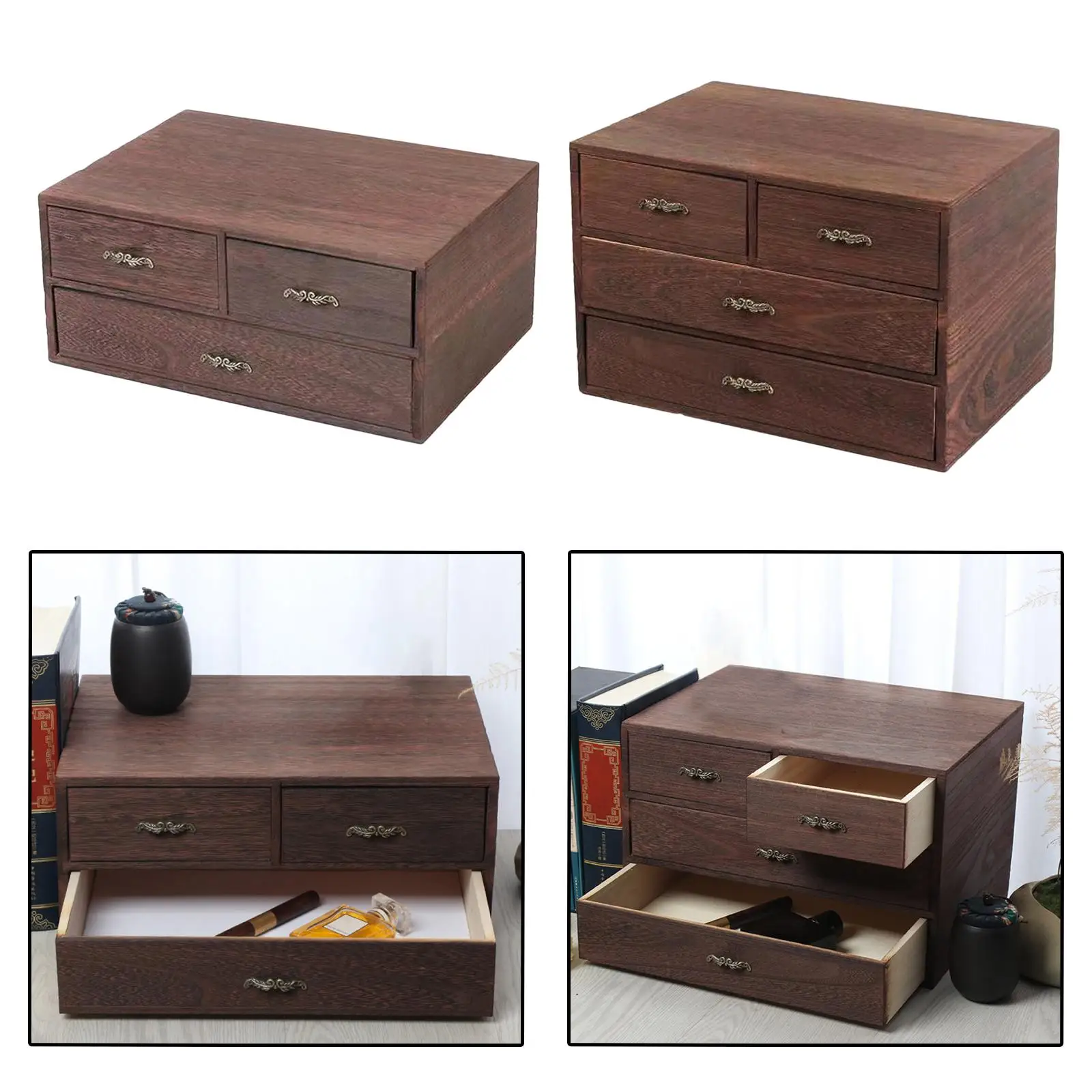 Wooden Box Keepsake Storage Boxes Jewelry Drawer Organizer Case Gift