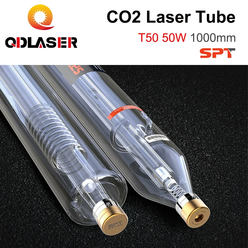 QDLASER SPT T50 50-70W Co2 Laser Tube Length 1000mm Dia 50mm for CO2 Laser Engraving And Cutting Machine