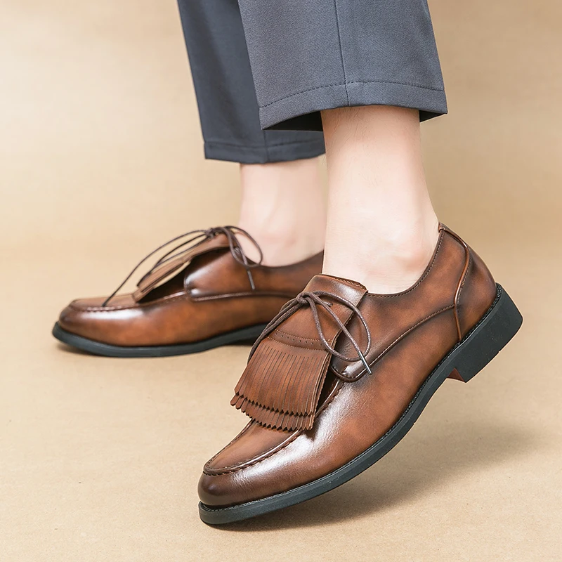 

Men Casual Shoes Breathable Leather Tassels Leather ShoesLoafers Business Office Shoes for Men Driving Comfortable Slip on Shoe