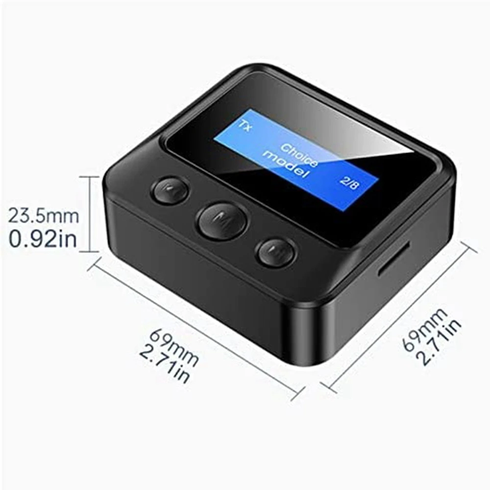LCD 디스플레이 블루투스 5.0 오디오 리시버 송신기 어댑터, 삽입 TF 카드, MP3 플레이어, 핸즈프리 통화 리시버