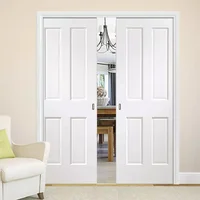 Soundproof solid wood white hidden sliding door double pocket door 2