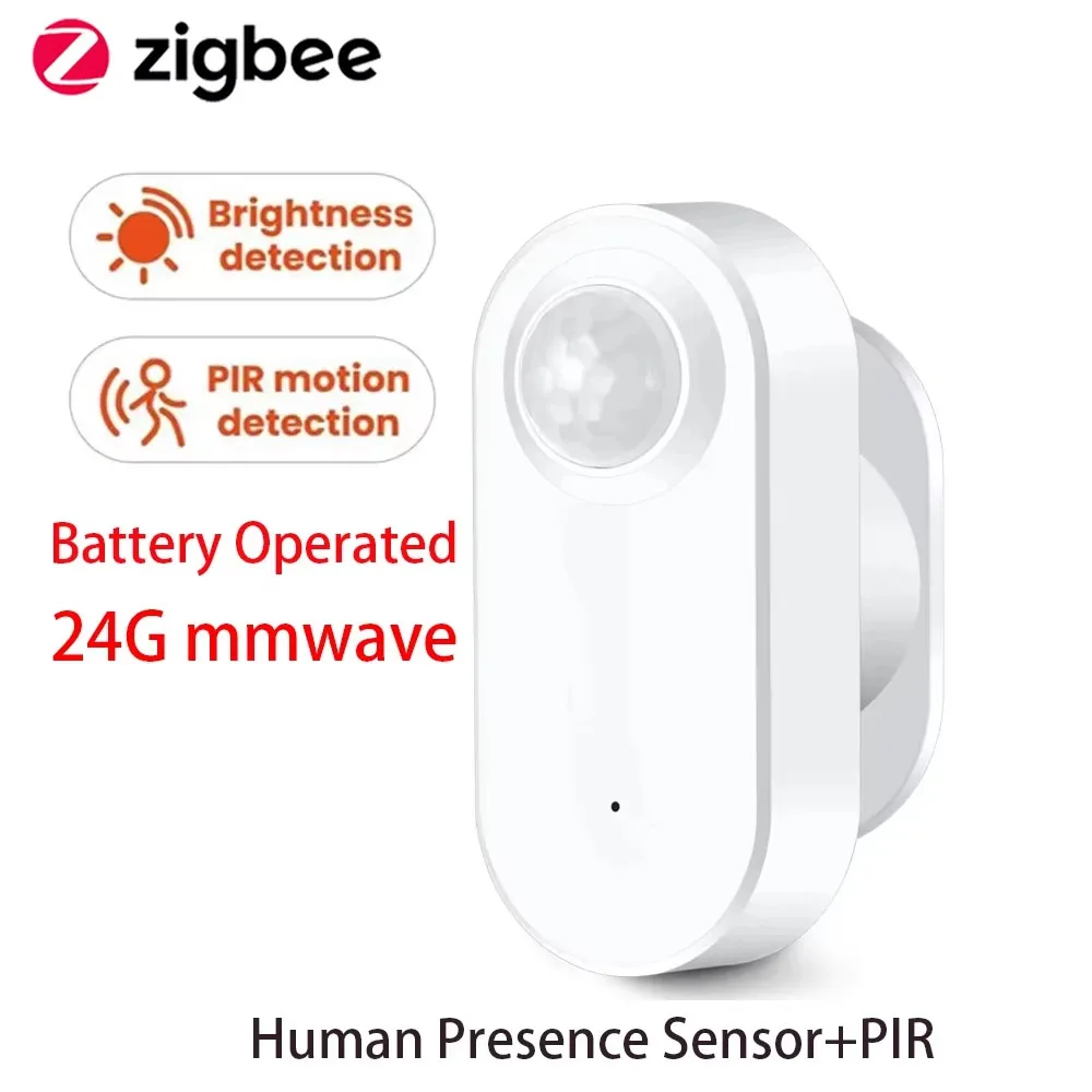 Zigbee Human Presence+ PIR Motion Detection Sensor Luminance Detector Battery operated Support Zigbee2mqtt Home Assistant