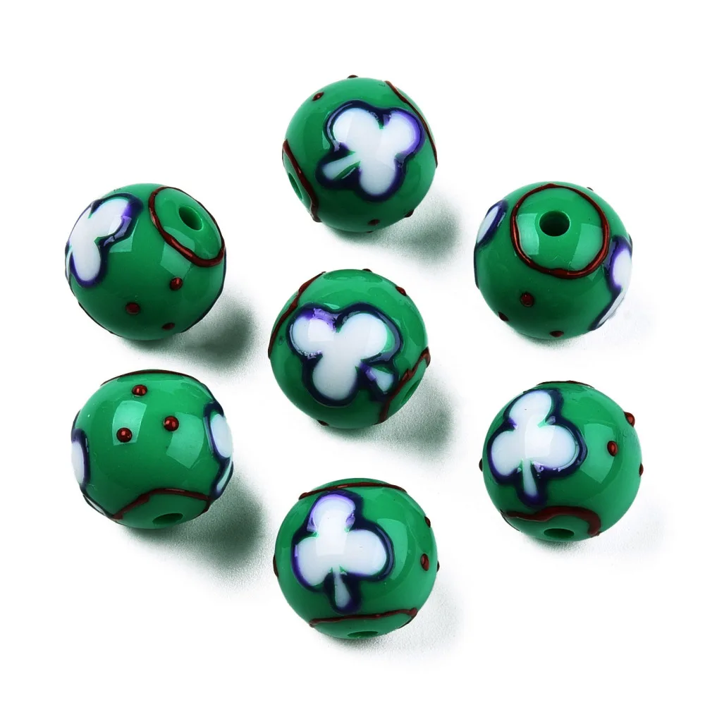 50Pcs 16mm Chunky Acrylic Beads Cute Acrylic Round Balls with Enamel Star Heart Spacer Beads for Bracelet Necklace DIY Jewelry